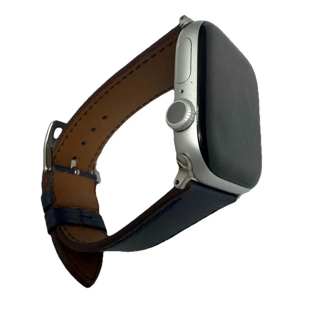 Strap Band Blue Unisex's Leather replacement Band Series 10 iPhone Size 42/45 NW
